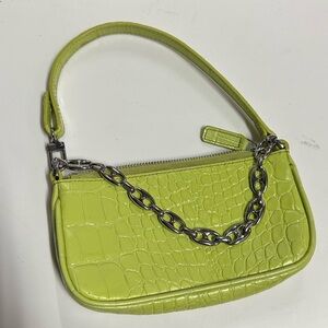 BY FAR Rachel Mini Alligator Bag Lime Green Matcha